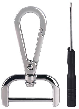 Qaixwuyi 6 Stück Silber Karabinerhaken mit Drehgelenk Abnehmbarer D Ring Karabinerverschlüsse Schwenker Hummer Haken DIY-Zubehör mit Schraubendreher für Taschen Handtaschen Schmuck Nähprojekte DIY
