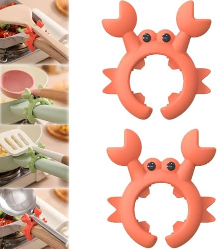 Creative Crab Shaped Spatula Rack, Universal Crab Utensil Holder, Multifunctional Crab Spoon Holder, Heat-Resistant Steam Releaser for Pot Flexible Cooking Pot Clip