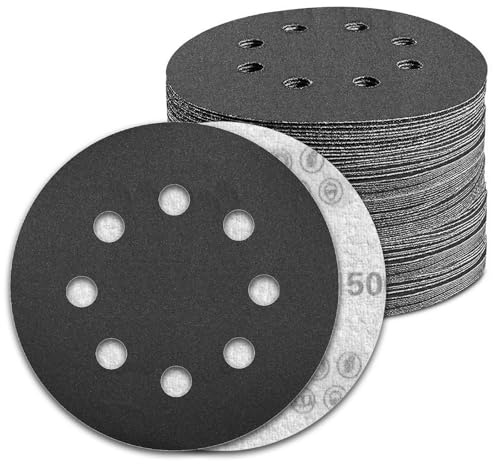 KONGMING 100 PCS 125mm Wet Dry Sanding Discs 8 Hole Grit 1500 Hook and Loop Silicon Carbide Sandpaper for Random Orbital Sander