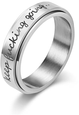 Sumpgle Keep fucking going Spinnerring aus Titanstahl Inspirierendes stressabbauendes Modeaccessoire für Männer und Frauen
