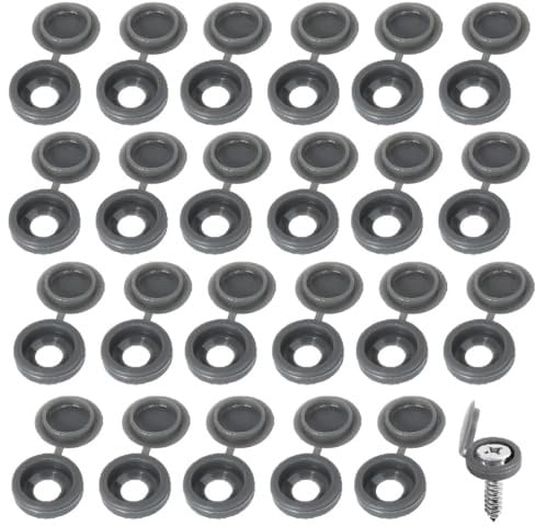 200Pcs Grey Plastic Caps for Screws Plastic Hinged Screw Covers Protect Screw Heads for M4-M8 Screws