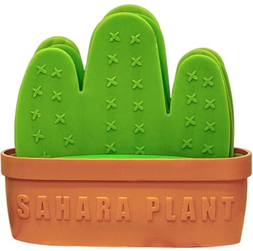 Lpitoy Cactus Coasters Set for Drinks, 6 Pcs Funny Coasters with Flowerpot Holder for Home Office Bar Decor