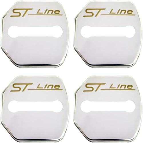 SDUEYZS 4PCS Stainless Steel Car Door Lock Cover Protector Anti-Corrosion Waterproof Rustproof Protective Decoration Accessories for Ford Edge Focus STLine,Silver-A