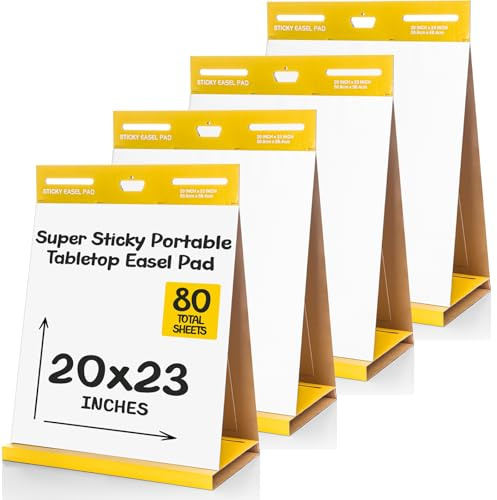 ReliThick 4 Pack Sticky Tabletop Easel Pad, 20 x 23 in Flip Chart 20 Sheets