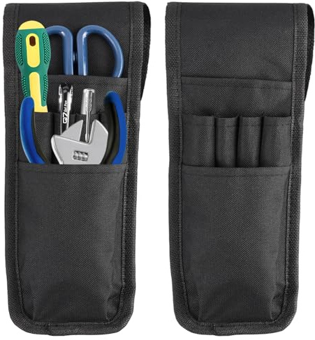 2 Pezzi 28x9,5 cm Marsupio Porta Attrezzi, Nero Borsa da Cintura Strumenti | in Tela Oxford, Multifunzionale, per Fai da te, Elettricisti, Falegnami, Muratori, Lavoratori Edili