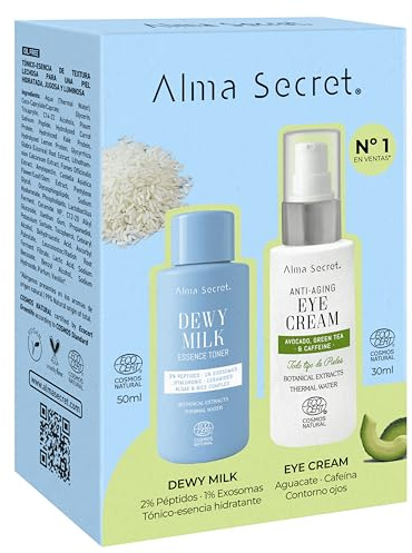 ALMA SECRET | Pack Cofre Contorno Ojos y Mini Dewy Milk | Cofre facial con tónico para piel hidratada y luminosa y contorno de ojos antiedad | Apto para todo tipo de pieles | Rutina facial completa