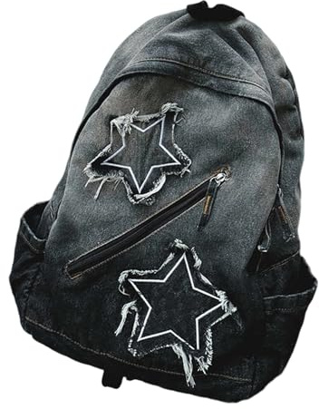 XAGMODSHN Rucksack mit Stoff für Outdoor und Reisen, Denim-Jeans-Rucksäcke