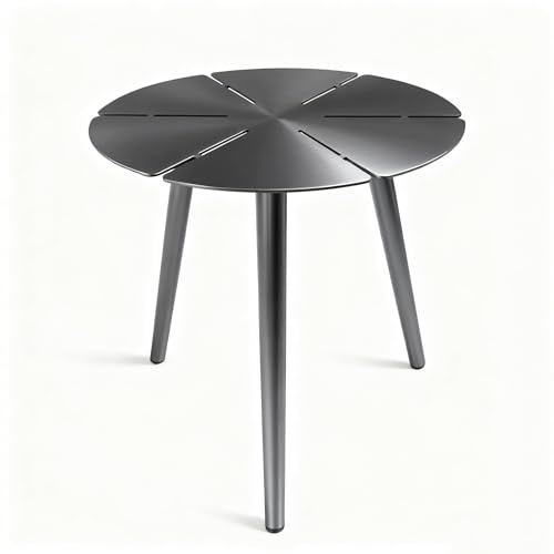 DHYGOTFUR Aluminium Outdoor Beistelltisch Rund, Ultraleicht 100kg Tragfähigkeit Wetterfest Kratzfest, Garten-Coffee Table Couchtisch für Balkon Terrasse Innenbereich