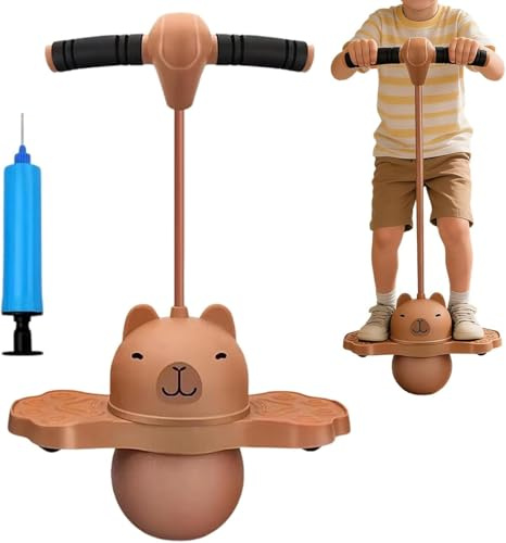 Generisch Capybara Pogo Stick, Capybara Form Springendes Balance Spielzeug mit Luftpumpe, 200kg Tragfähigkeit, rutschfest, Lustiges Aktives Spielgerät, Kinder-Fitnessausrüstung, Geeignet für Kinder