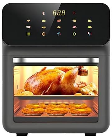 10L Air Fryer,1350W Friteuse sans Huile,Grill à 2 Niveaux,Jusqu'à 4-5 Personnes,Friteuse à Air Chaud Airfryer avec Fenêtre Visible,10 Fonctions,Écran Tactile Digital LED,0-230ºC,Temps Ajustable (Noir)
