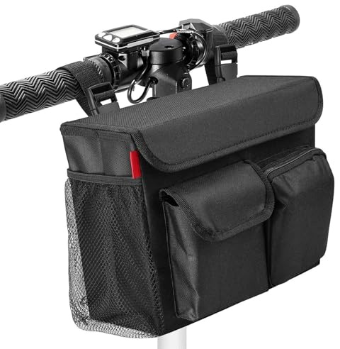 Zohuwerui Electric Scooter Handlebar Bag with Compartment, Mobility Scooter Front Pouch with Pockets for Phones Keys Wallets Tools, Storage Bag for Electric Scooters, E-Bike, Motorcycles, 32x25x11cm