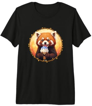 Panda Rosso Carino E Dolce Adora Il Gelato Maglietta Premium