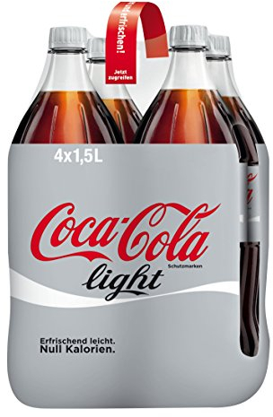 Coca-Cola Light - prickelndes Erfrischungsgetränk mit originalem Coke-Geschmack - ohne Zucker und ohne Kalorien - koffeinhaltiger Softdrink in Einweg Flaschen 4 x 1500 ml