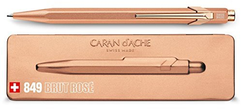Caran d‘Ache, Kugelschreiber „849 Popline“ mit Etui, fluoreszierende Farben Metallic Brut Rose