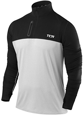 TCA Fusion Gym Tops for Men Training Sports Long Sleeve Running Top Men Gym Clothes - Heather Grey/Black, L