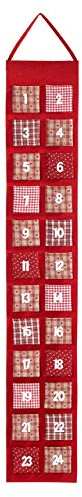 Heitmann Deco Adventskalender zum Aufhängen und selbst Befüllen - Filz-Adventskalender - Rot, Beige, Weiß, 39 x 23 x 3.5 cm