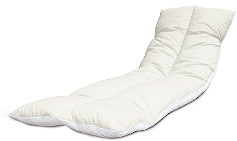 Lancashire Textiles Sun Lounger Cushion Folding Sunlounges Chair Cushions Topper Pads Reclining Home Garden Furniture Outdoor Cushion 190cm (Devon Cream, 60 X 190 CM (Pack of 1))