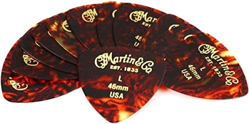 MARTIN 12er-Pack Gitarrenplektren, 0,46 mm Light, dreieckig, Tortoise (A0052)