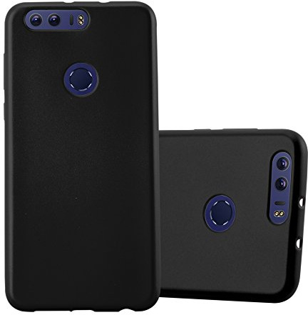 Cadorabo Hülle kompatibel mit Honor 8/8 Premium Schutzhülle TPU Silikon Case Metallic Design Slim Kratzfest Weiche Gummi mit Rundumschutz Case Hülle für Honor 8/8 Premium in Schwarz