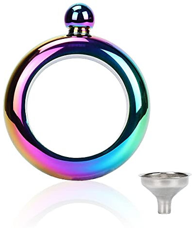 Mochiglory Bracelet Flask Hip 304 Stainless Steel 3.5 oz with Funnel Liquids Wine Bangle