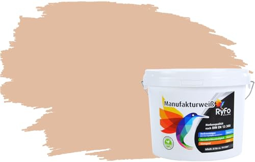 RyFo Colors Bunte Wandfarbe Manufakturweiß Sand 3l - weitere Orange Farbtöne und Größen erhältlich, Deckkraft Klasse 1, Nassabrieb Klasse 1