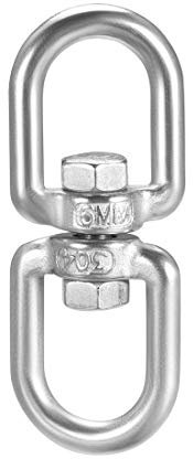 sourcing map Anillo giratorio M6 de doble extremo redondo giratorio de ojo, 15/64 pulgadas, con grillete de acero inoxidable, 1 unidad