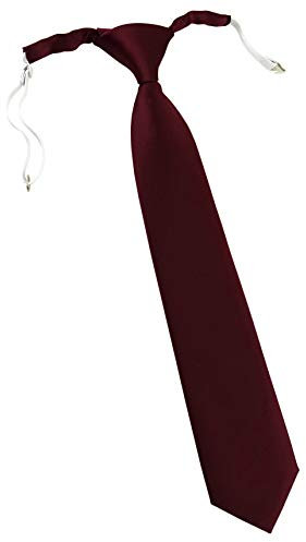 TigerTie Designer Security Sicherheits Krawatte in weinrot einfarbig Uni - vorgebunden mit Gummizug in weiß