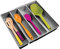 mDesign rangement pour couverts antidérapant avec 4 compartiments – range couvert pour tiroir en plastique – rangement tiroir extensible pour couverts ou ustensiles de cuisine – gris foncé