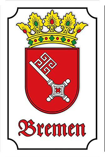 Blechschild 20x30cm gewölbt Bremen Wappen Stadtwappen Deko Geschenk Schild