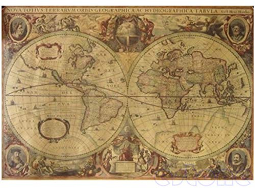 Poster mit Weltkarte im Retro-Stil, , braunes Papier, Wandkunst für Heimdekoration, 71 x 50 cm