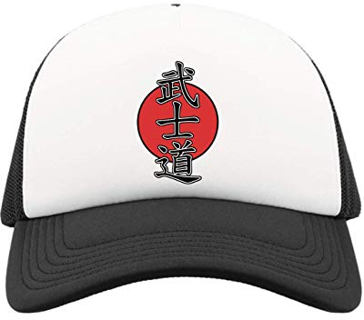 Bushido Japanese Kanji Letters Way Of Samurai Half Mesh Trucker Cap Baseball Hut Snapback One Size