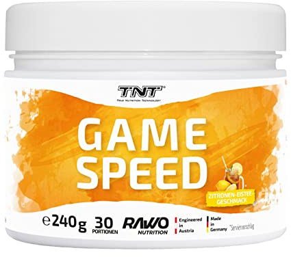 TNT Game Speed Focus (240g) • Trainingsbooster für höheren Fokus • koffeinhaltiges Nahrungsergänzungsmittel mit Mineralien • (Zitronen-Eistee)