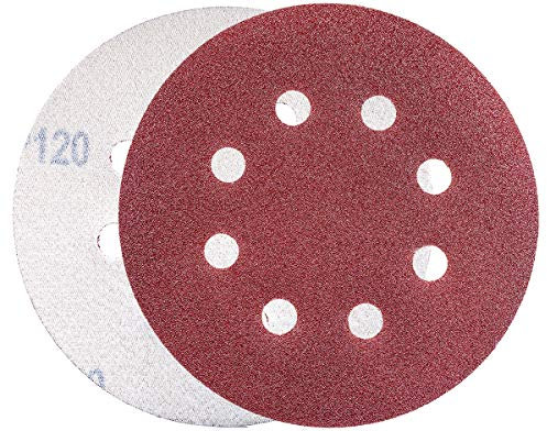 YoiYee Lot de 20 disques de ponçage grain 120, 8 trous, 125 mm crochet et boucle à changement rapide pour ponceuse orbitale aléatoire