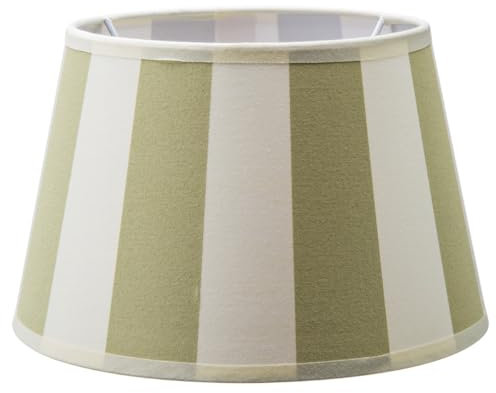 Home Sweet Home Gestreifter Stoffschirm Classic weiß + grün | 20 x 15 x 13 cm | Kann mit einer Tischlampe verwendet werden | Geeignet für Wohnzimmer, Esszimmer