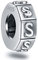 Buchstabe S Abstandshalter Charms, Initial S Alphabet Gummi Stopper Perlen in Vintage 925 Sterling Silber, passt Pandora Stil Armband, personalisiertes Geschenk für Schwester/Sohn/St. Patrick's Day