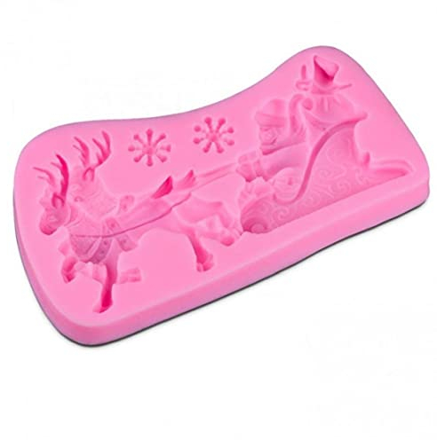 TOSSPER Navidad Santa Claus Ciervos Molde Silicona Pastel Silicona Molde Hornear Fondant DIY Decoraciones Herramientas Accesorios Cocina