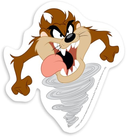 Paper House Productions Looney Tunes Taz Tasmanischer Teufel, gestanzt, 8,4 cm, Vinyl-Aufkleber