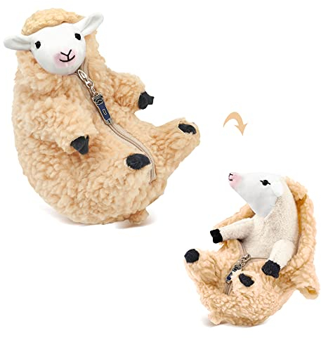 Kawaii Geschorenes Schaf Kuscheltier Plüschtier - Süße Geschenk Ziege Plush Stofftier Plüsch Spielzeug - Lustige Ostern Weihnachten Valentinstag Geburtstag Geschenke für Kinder Frauen Mädchen Jungen