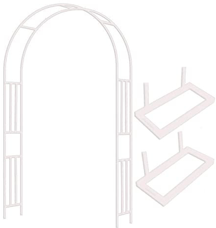Refue Rosenbogen Rankgitter Rankhilfe Torbogen aus Metall Stahlrohr 19 mm Breite 120/150/180/220/260/300 cm Feuerverzinkt Rosengestell Rankbogen (Farbe : Weiß, Größe : W260 x H240cm)