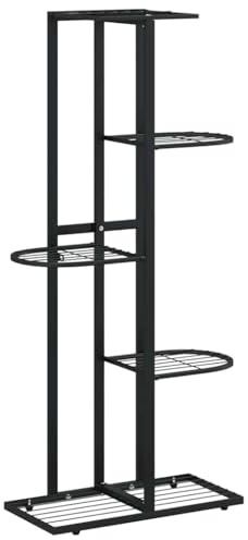 vidaXL Blumenständer 5-Etagen Blumentreppe Pflanzenständer Blumenregal Pflanzentreppe Pflanzregal Blumenbank 43x22x98cm Schwarz Metall