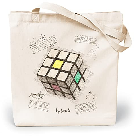 Loxato Stoffbeutel Bedruckt - Stofftasche - Baumwolltasche Bedruckt 100% B35 x H42 x T8 cm - Tragetasche Canvas-Stoff 220 g/m2 - Jutebeutel - Einkaufstasche Lange Henkel 70cm - Einkaufsbeutel