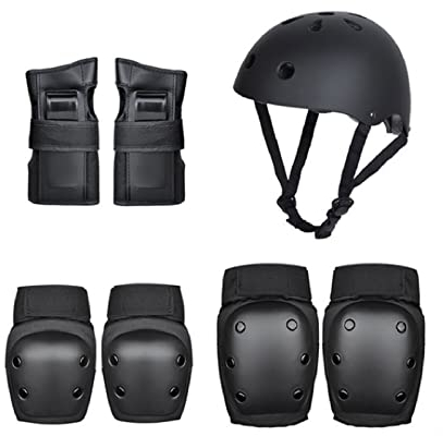 SANON Juego de equipo de protección completo, 7 piezas para adultos, rodilleras, coderas, muñequeras, equipo de protección deportiva, ciclismo, scooter, monopatín, juego de seguridad
