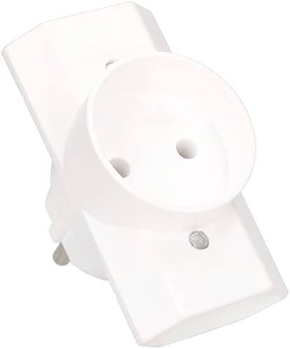 KOTARBAU® Ladrón Triple con 2 enchufes Planos y 1 Enchufe Redondo Frontal, 230 V, Sin Tomas de Tierra, Adaptador de Tres Tomas, Blanco, Regleta múltiple, Forma en T