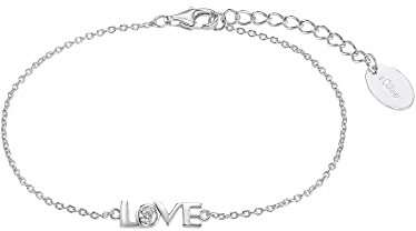 s.Oliver 2034344 Damen Armband Love Silber Weiß 20 cm