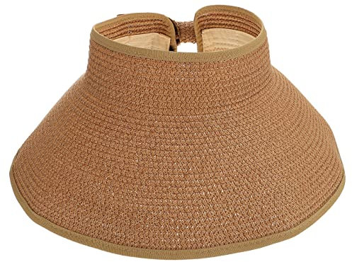 VALICLUD Sombrero De Playa Chica Visera De ala Ancha Sombrero para El Sol Viseras De para Mujer Sombreros De Visera para Mujer De De Sombrero Plegable Vacaciones En La Playa Papiro Exterior
