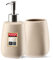 KADAX Juego de 2 piezas de baño de cerámica, accesorios de baño, dispensador de jabón, vaso de baño, jabonera y cepillo de inodoro (taza y dispensador beige)