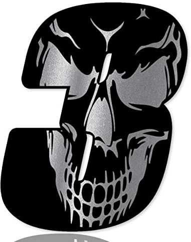 SkinoEu Numero di partenza numeri auto moto vinile adesivo teschio nero argento adesivo teschio teschio teschio moto sport corsa numero tuning 3 N 253