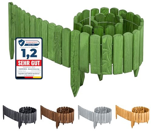 Garronda Beeteinfassung Holz Rollzaun Holzzaun 200 x 30 cm imprägniert Flexibler Rollborder Rasenkante Palisade Gartenzaun Umzäunung für Garten GD-0046 (Darkgrün, Höhe: 30 cm)