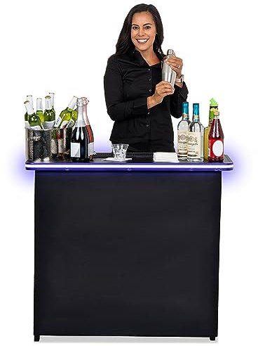 GoPong GoBar Tragbarer Bartisch, mobile Barkeeperstation für Veranstaltungen, inklusive Tragetasche, Standard oder LED, Schwarz