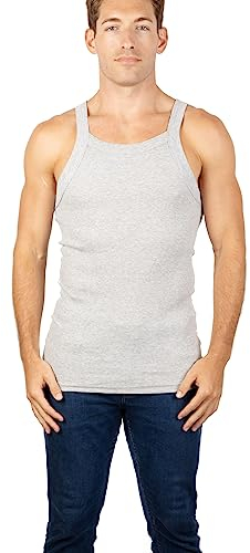 AC BASICS 3 Packungen Herren-Tanktops im G-Unit-Stil, Baumwolle, quadratischer Schnitt, Muskelripp, A-Shirts, GRAU, Mittel